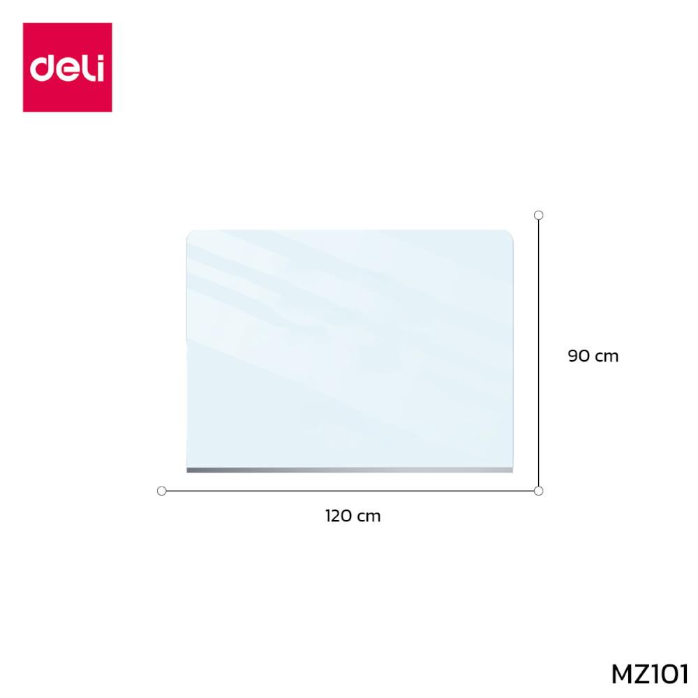 กระดานกระจก ไวท์บอร์ดกระจก Deli MZ101-WH-01 ขนาด 90 x 120 cm 